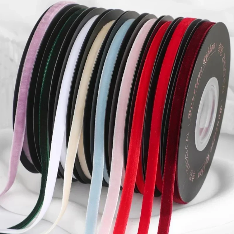 Velvet Ribbon Roll - 5 หลา/ม้วน กว้าง 6 มม. ริบบิ้นกำมะหยี่