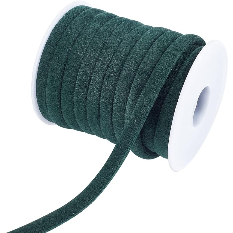 Velvet Ribbon Roll - 1 ม้วน 10 M 8 มม.สีเขียวเข้มกํามะหยี่นุ่มกํามะหยี่รอบ