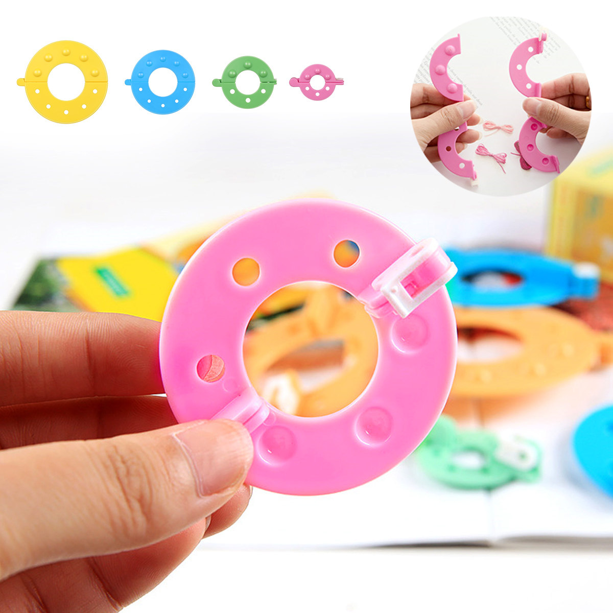 Pom Pom Maker Tool - ชุดเครื่องมือทำพู่ปอมปอม 8 ชิ้น 4 ขนาด วัสดุเรซิน