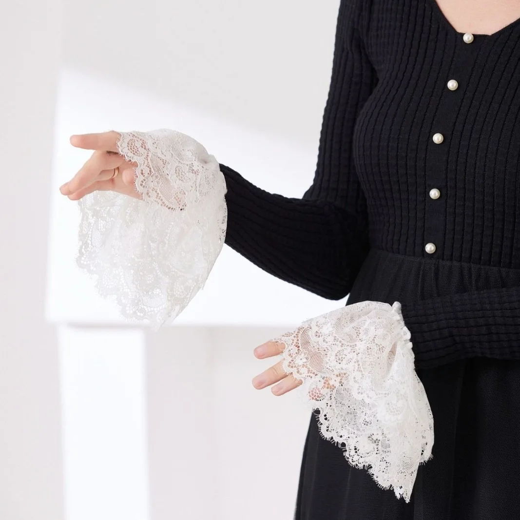 ปลอกแขนลูกไม้แบบถอดได้สำหรับผู - Elastic Lace Trim บทวิจารณ์และราคา