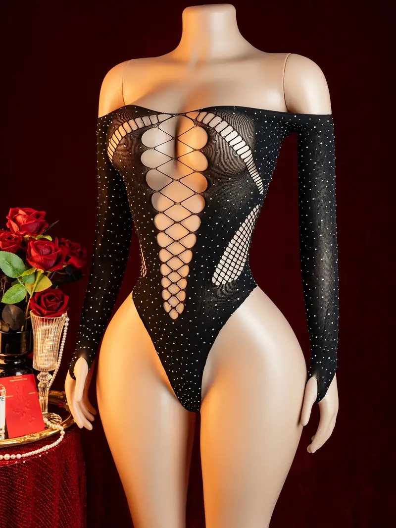ชุดบอดี้สูทตาข่ายประดับคริสตัล - Crystal Mesh Fabric บทวิจารณ์และราคา