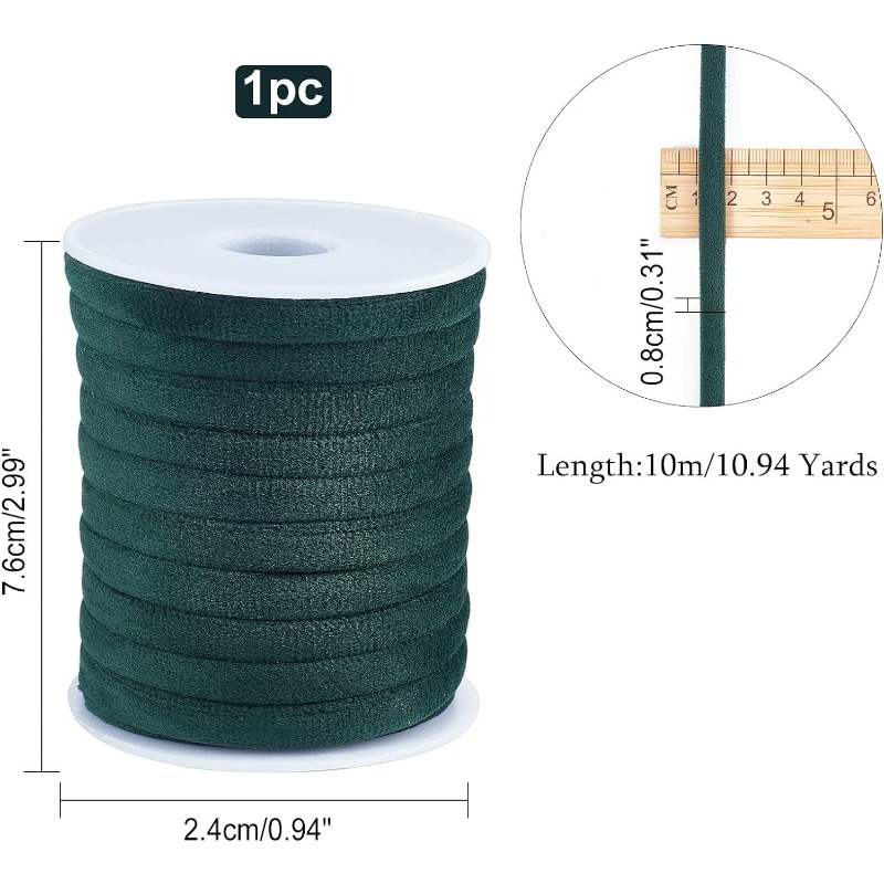 1 ม้วน 10 M 8 มม.สีเขียวเข้มกํ - Velvet Ribbon Roll บทวิจารณ์และราคา