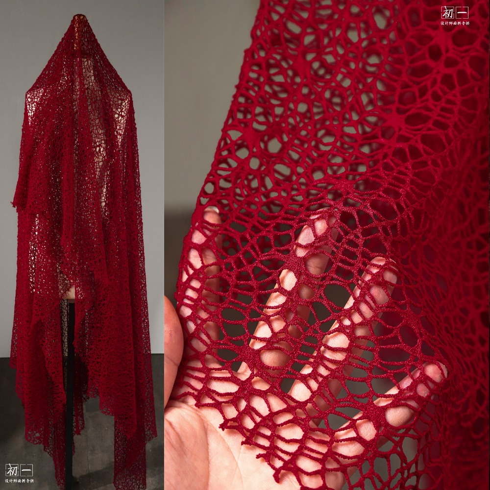 ผ้าตาข่ายกลวงออกสีแดงผิดปกติพร - Crystal Mesh Fabric บทวิจารณ์และราคา