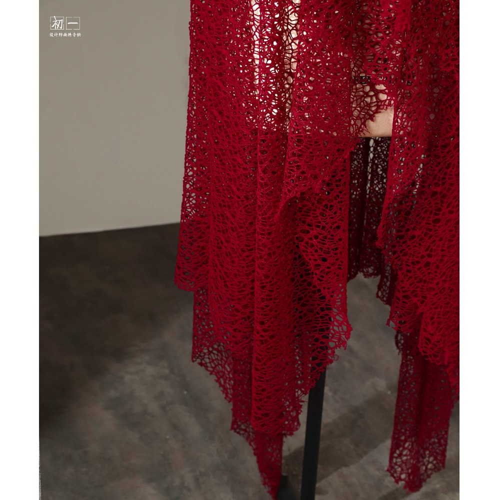 ผ้าตาข่ายกลวงออกสีแดงผิดปกติพร - Crystal Mesh Fabric บทวิจารณ์และราคา
