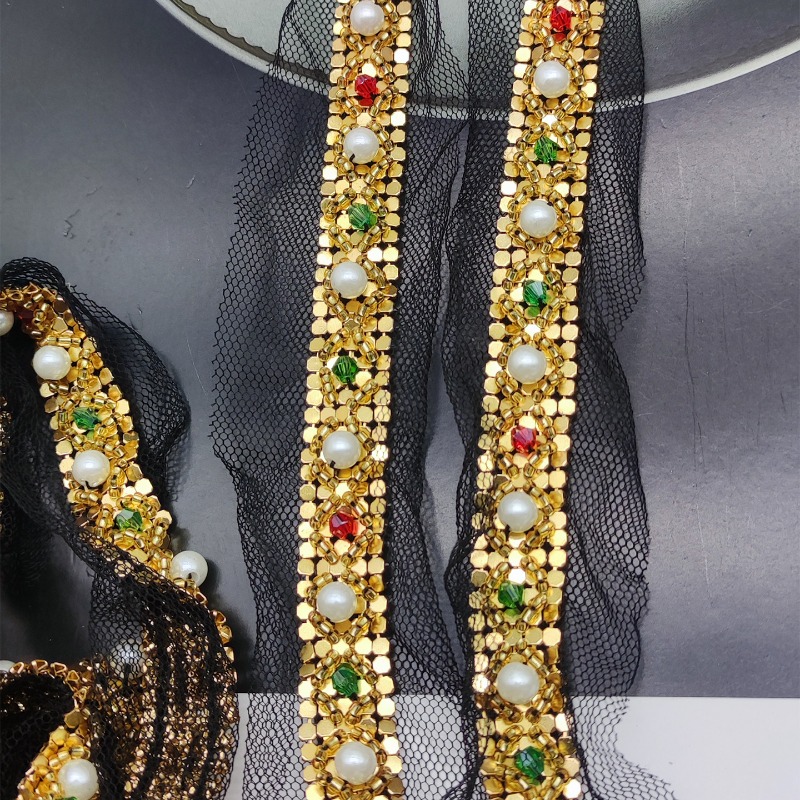 ริบบิ้นลูกไม้ประดับลูกปัดทองคำ - Lace Ribbon Trim บทวิจารณ์และราคา